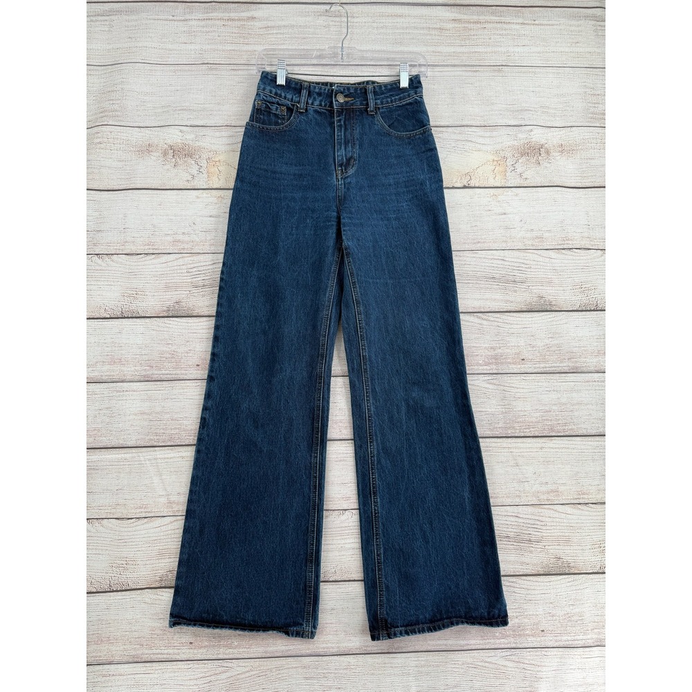 DISSH Wide Leg Jeans Womens Size 4 Blue Dark Wash High Rise Cotton Denim